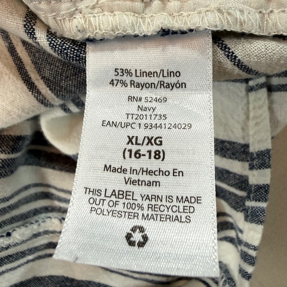 Time and Tru Striped Skirt XL Linen Blend Midi Skirt Tie Waist Beach Casual - Picture 5 of 7